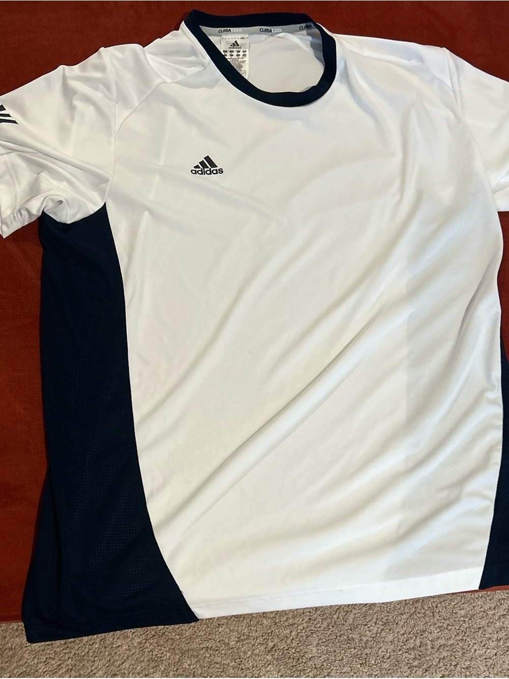 adidas White and Black Short-Sleeve Performance Tee
